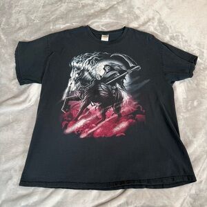 Vintage Skull Reaper T Shirt Mens XL Distressed Grunge Faded Black